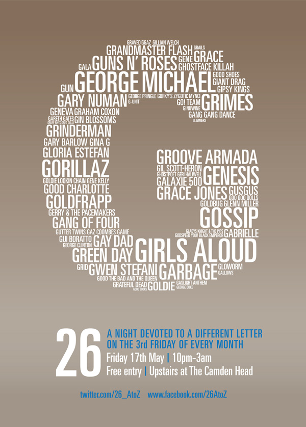 26_g 26 club at The Camden Head: the letter G